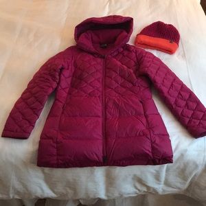 North Face Parka and matching beanie (worn once)